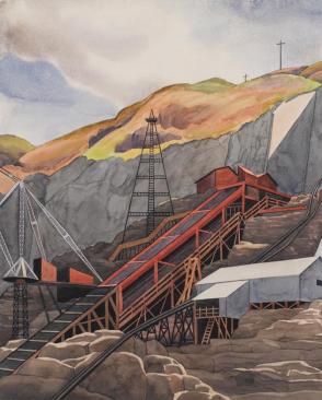 Coulee Dam Construction: Skip Way and Grout Shed
