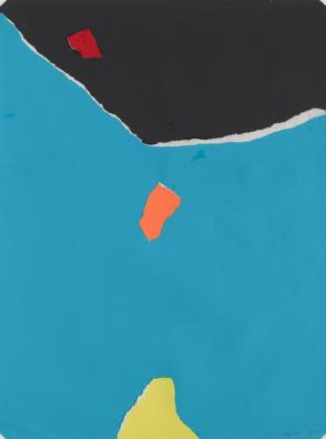Yellow, Red, Black and White on Blue