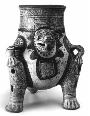 Tripod effigy urn (jaguar)