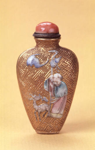 Snuff bottle, raised design of god of Longevity