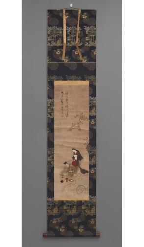 Ukiyoe, seated couple at picnic