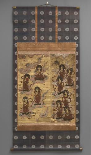 Mural painting: Descent of twenty-five bodhisattvas (attendants of Amitabha triad)