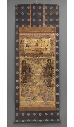 Mural painting: Descent of twenty-five bodhisattvas (attendants of Amitabha triad)