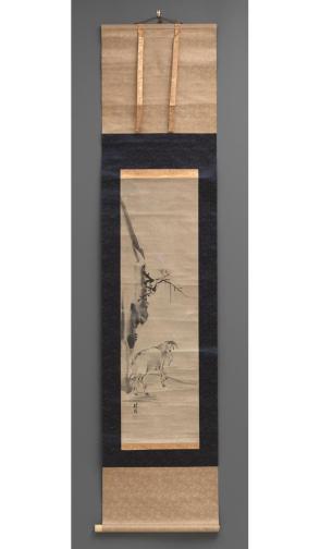 Kakemono:  Goat Below Cliff