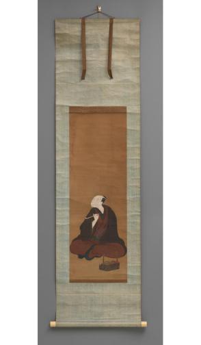 Scroll painting with seated figure