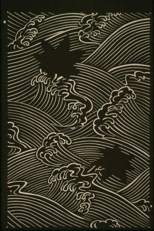 Maple leaves upon waves