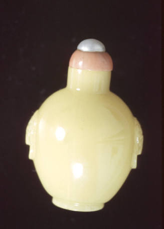 Snuff bottle, ogre head in relief on sides