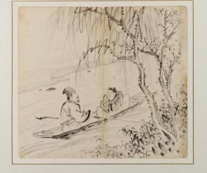 Album Leaf (Landscape with two men on a boat)