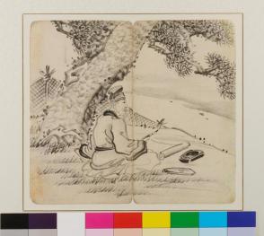 Album leaf (Landscape with a man sitting under a tree)