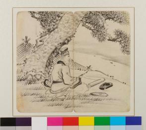 Album leaf (Landscape with a man sitting under a tree)