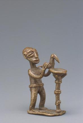 Gold weight:  man and bird