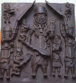 Plaque: Oba and attendants
