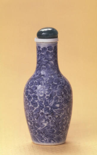 Snuff bottle:  dragon and chrysanthemum