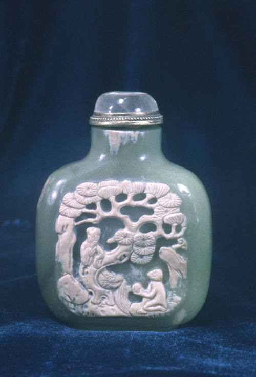 Snuff bottle: Landscape with Sage and Monkey