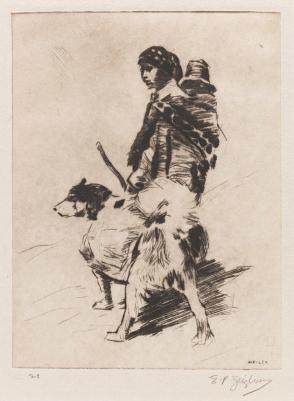 Native Girl and Dog